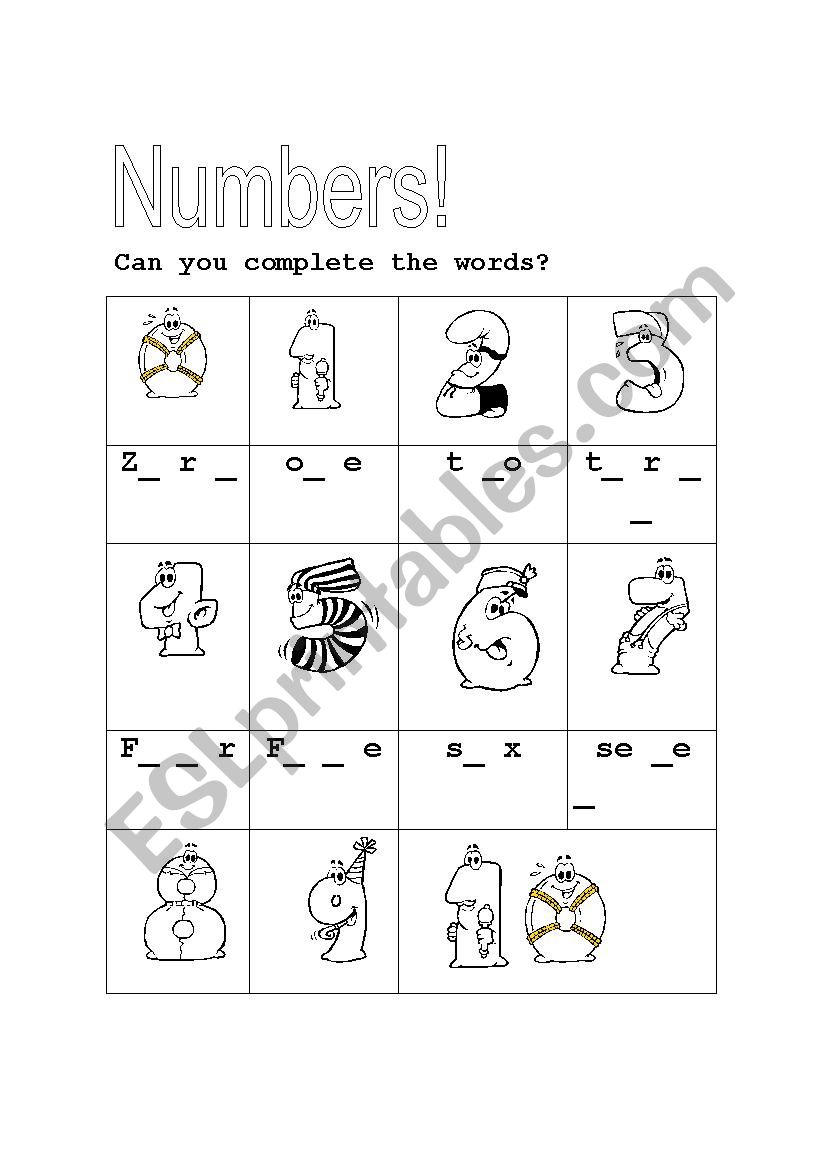 Numbers worksheet