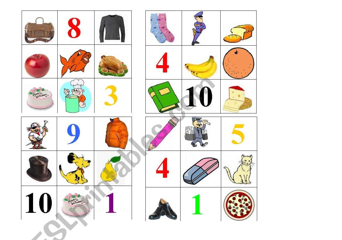 bingo worksheet