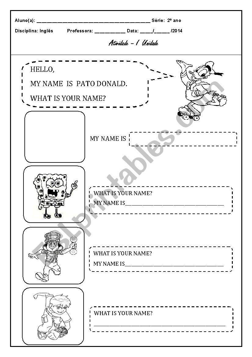 Whats your name? worksheet