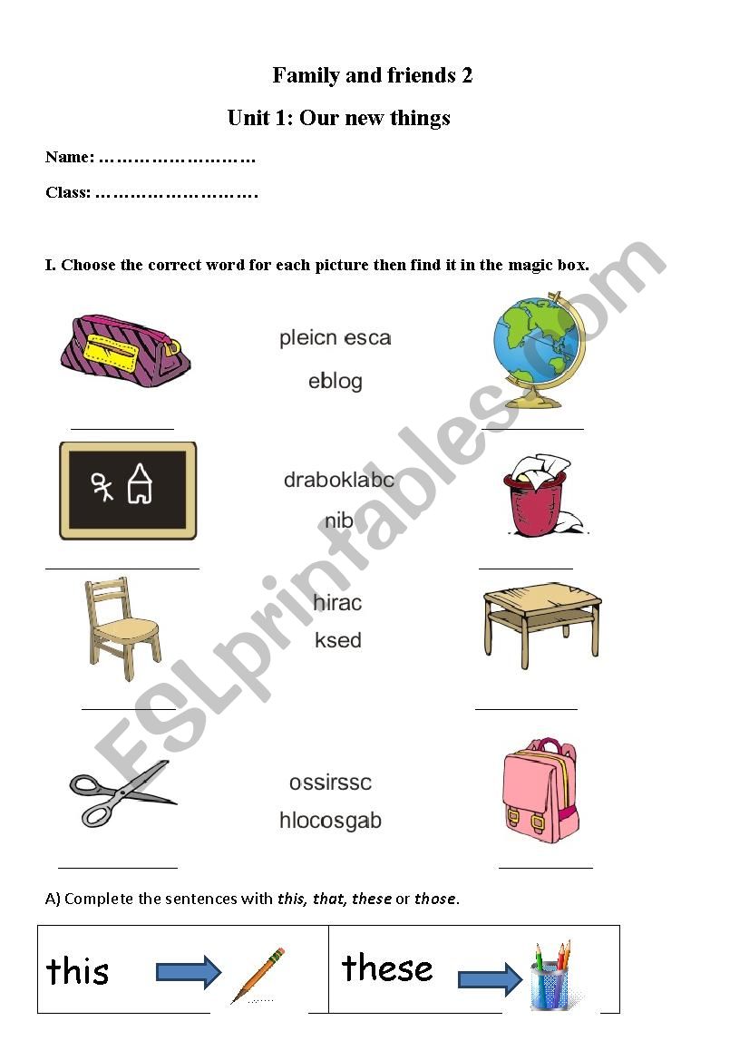 Family and friends 2 worksheet