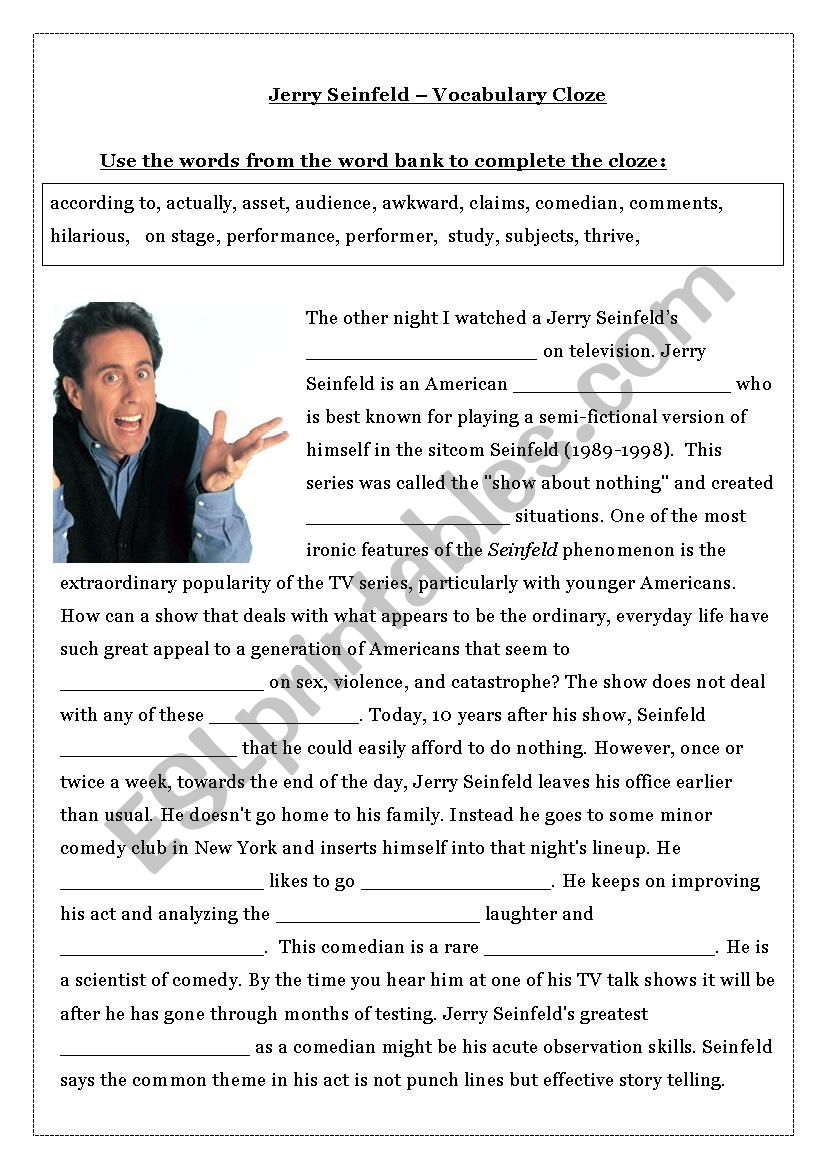 Jerry Seinfeld Vocabulary Cloze