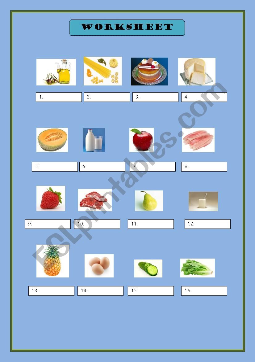 the food  worksheet