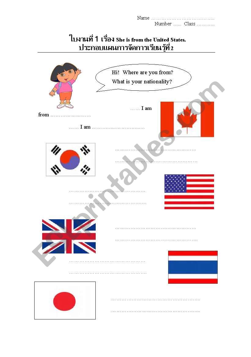 Countries and Nationality worksheet