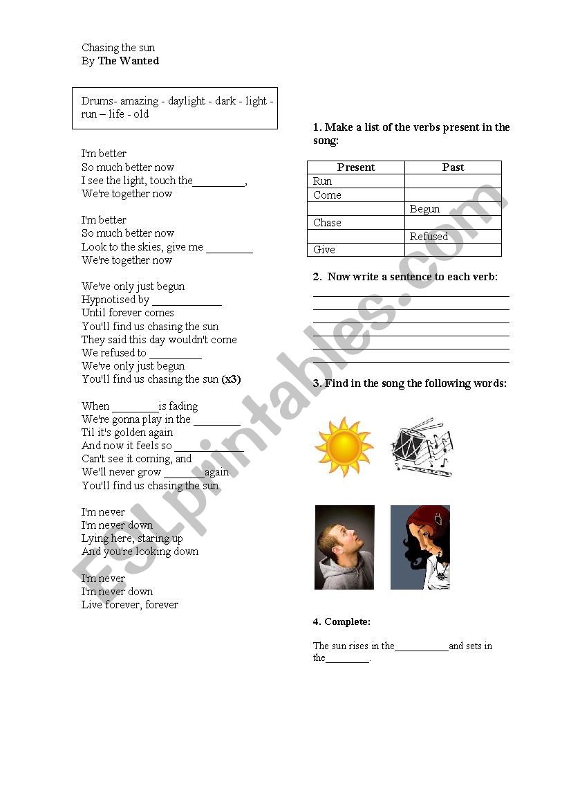 Chasing the sun worksheet