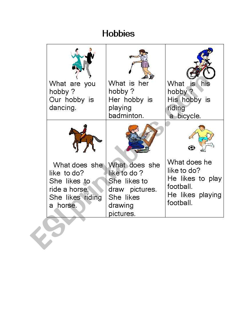 hobbies worksheet