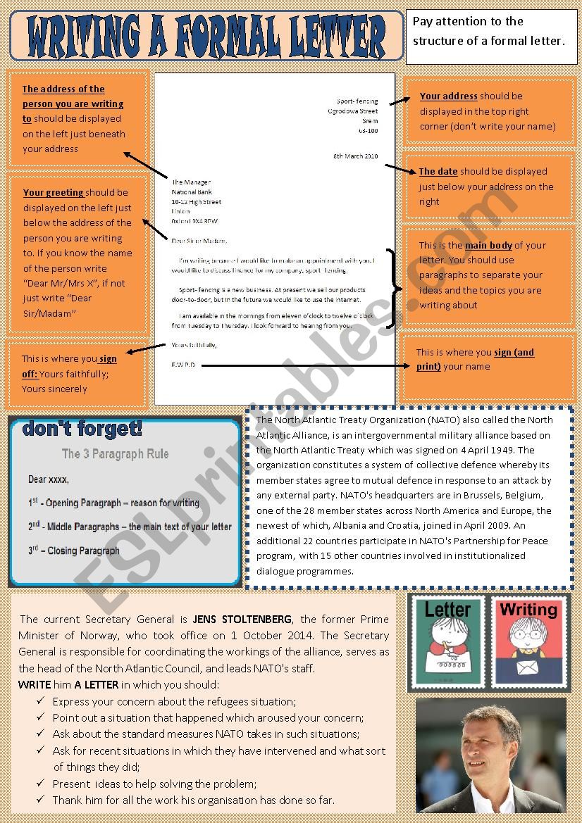 Writing a formal letter worksheet