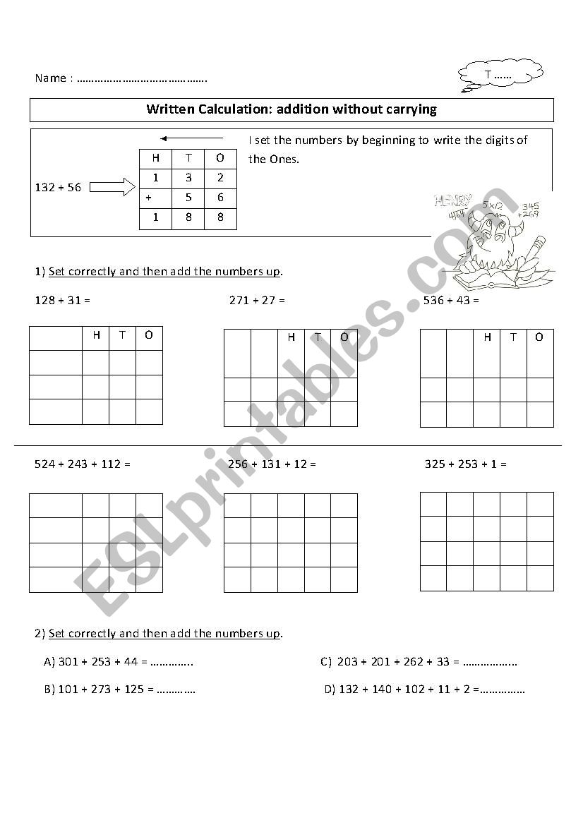 Written Calculation worksheet