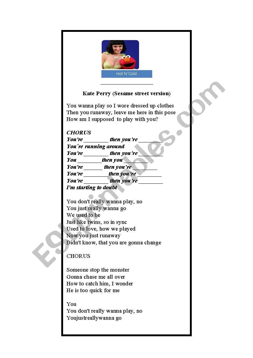 Song Hot nCold worksheet