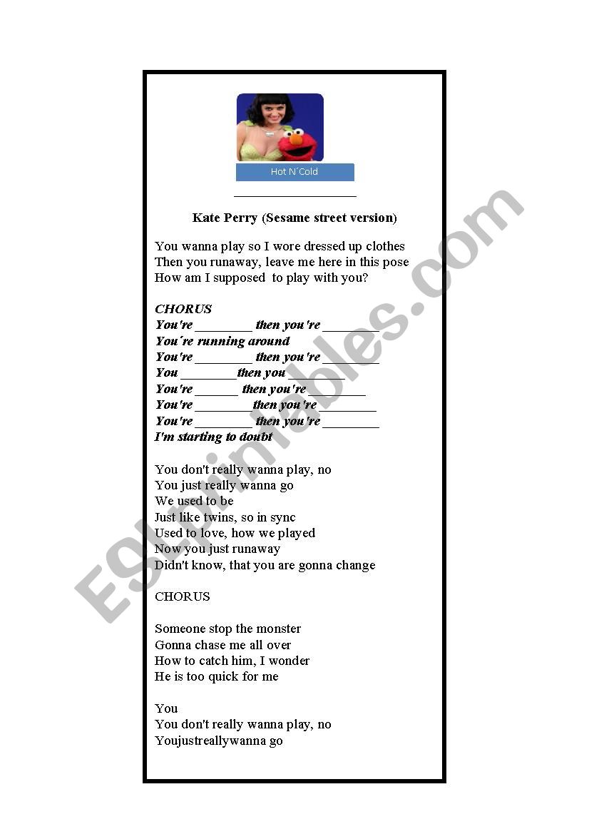Song Hot nÂ´Cold worksheet