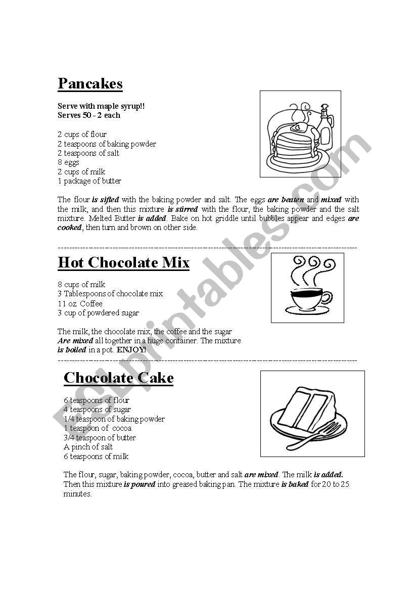 RECIPES FOR KIDS worksheet