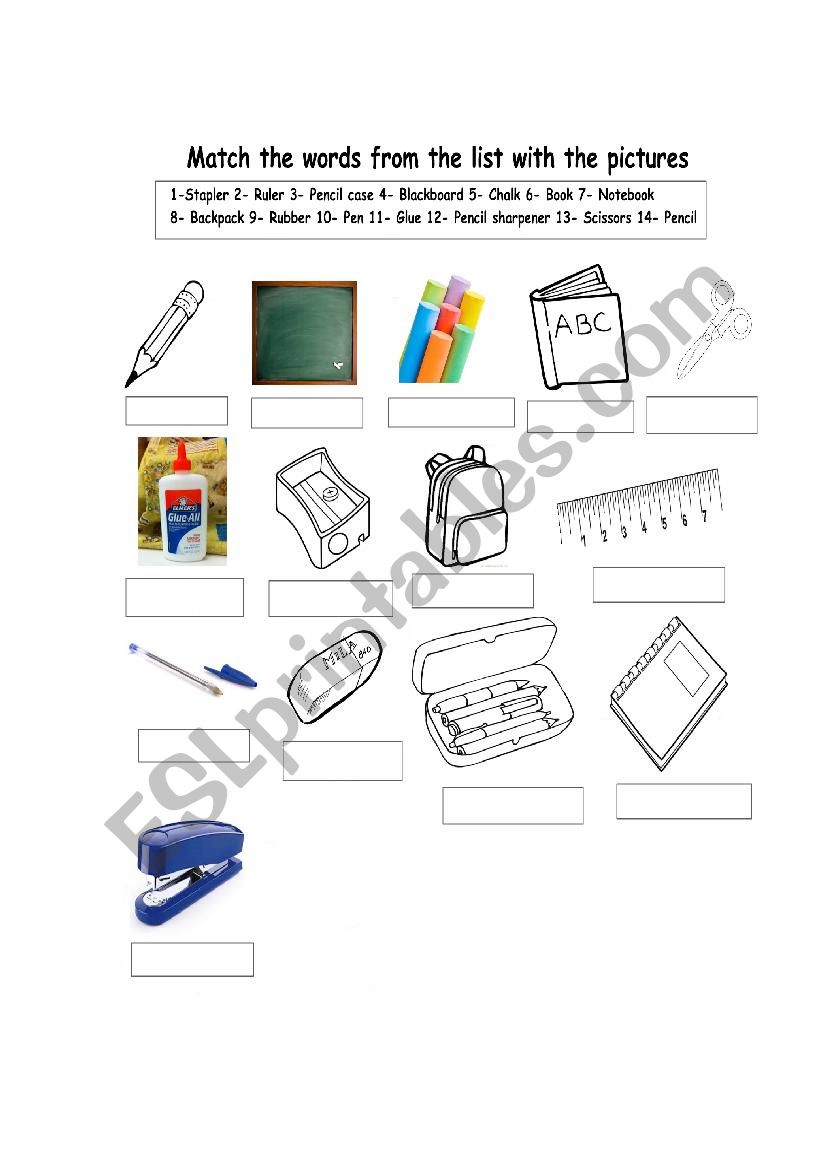 School vocabulary worksheet