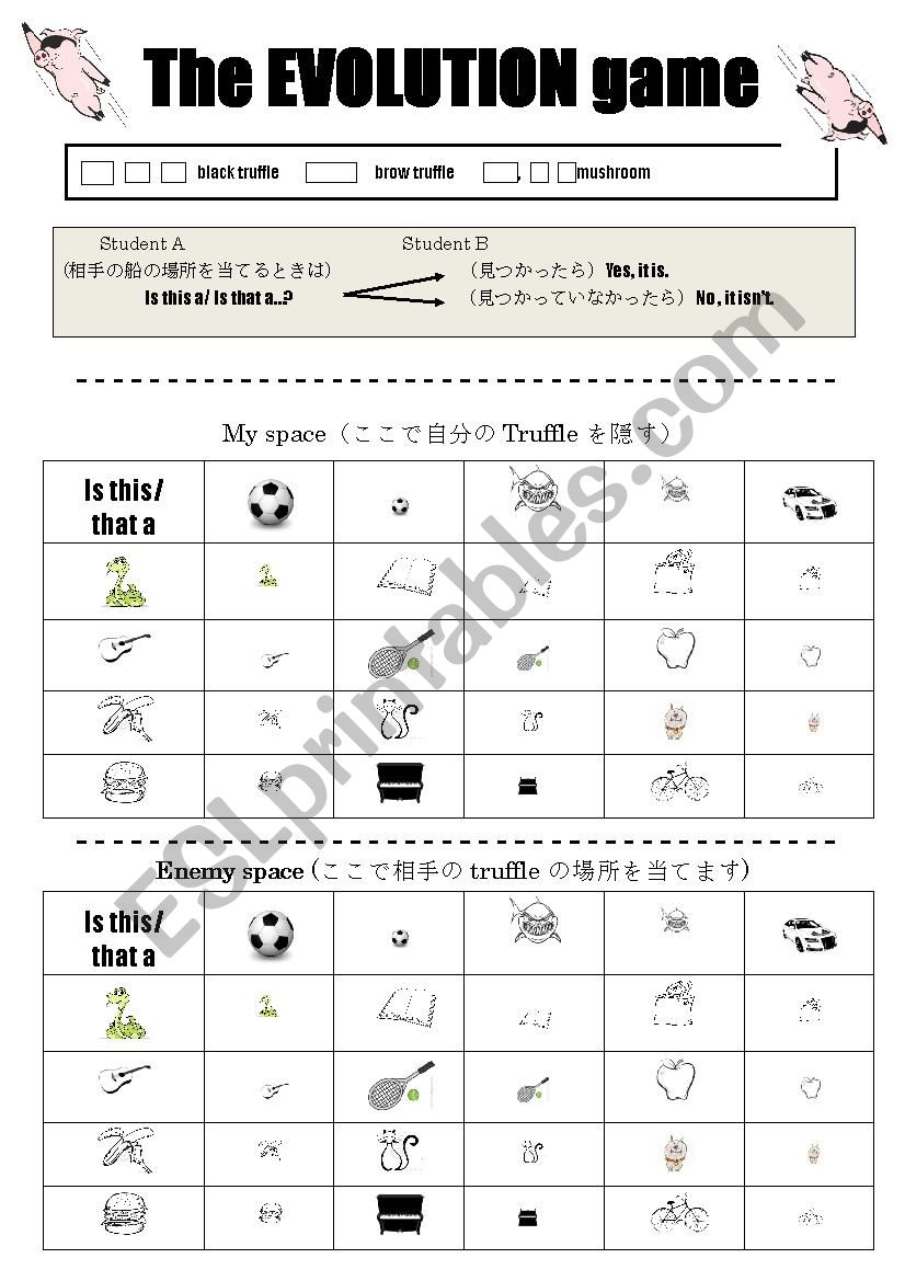 Truffle hunt Evolution game worksheet