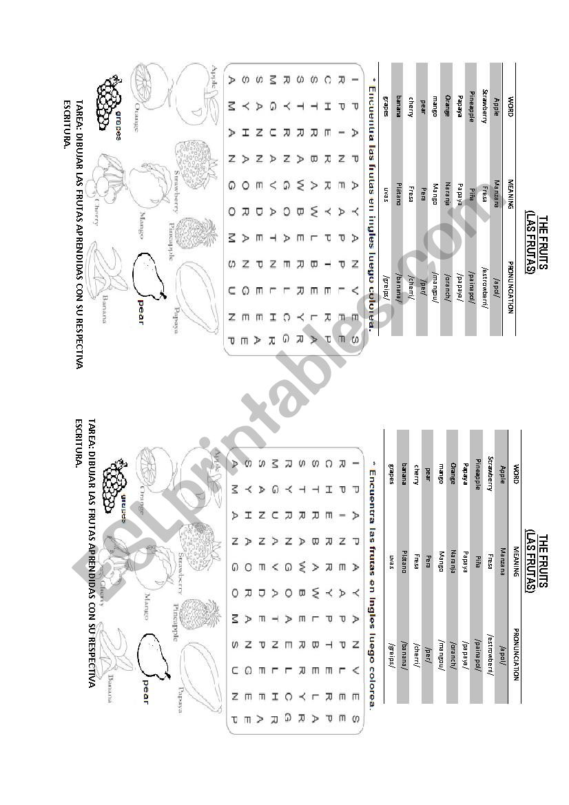 THE FRUITS worksheet