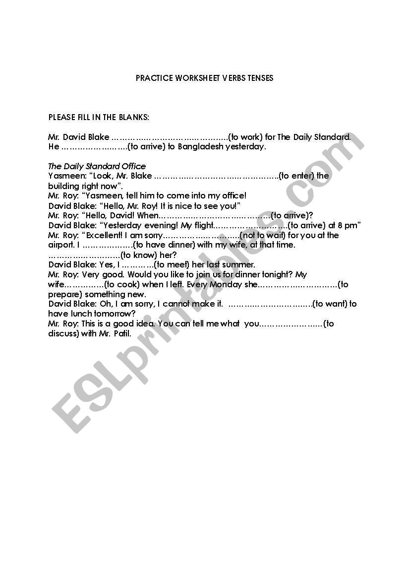 Practice worksheet tenses worksheet