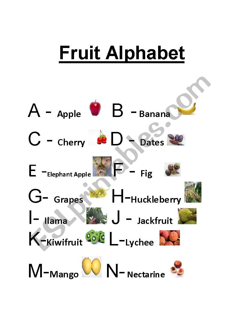 Fruit Alphabet worksheet