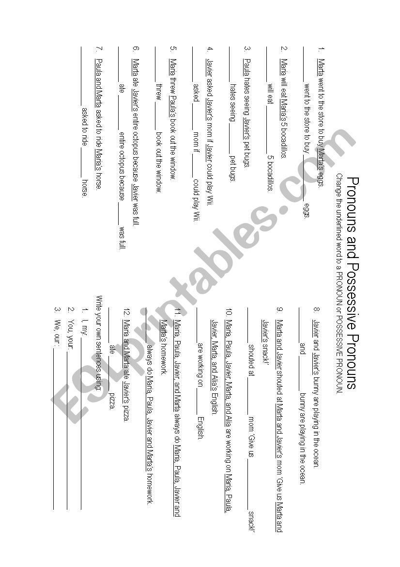 pronouns and possesive pronouns