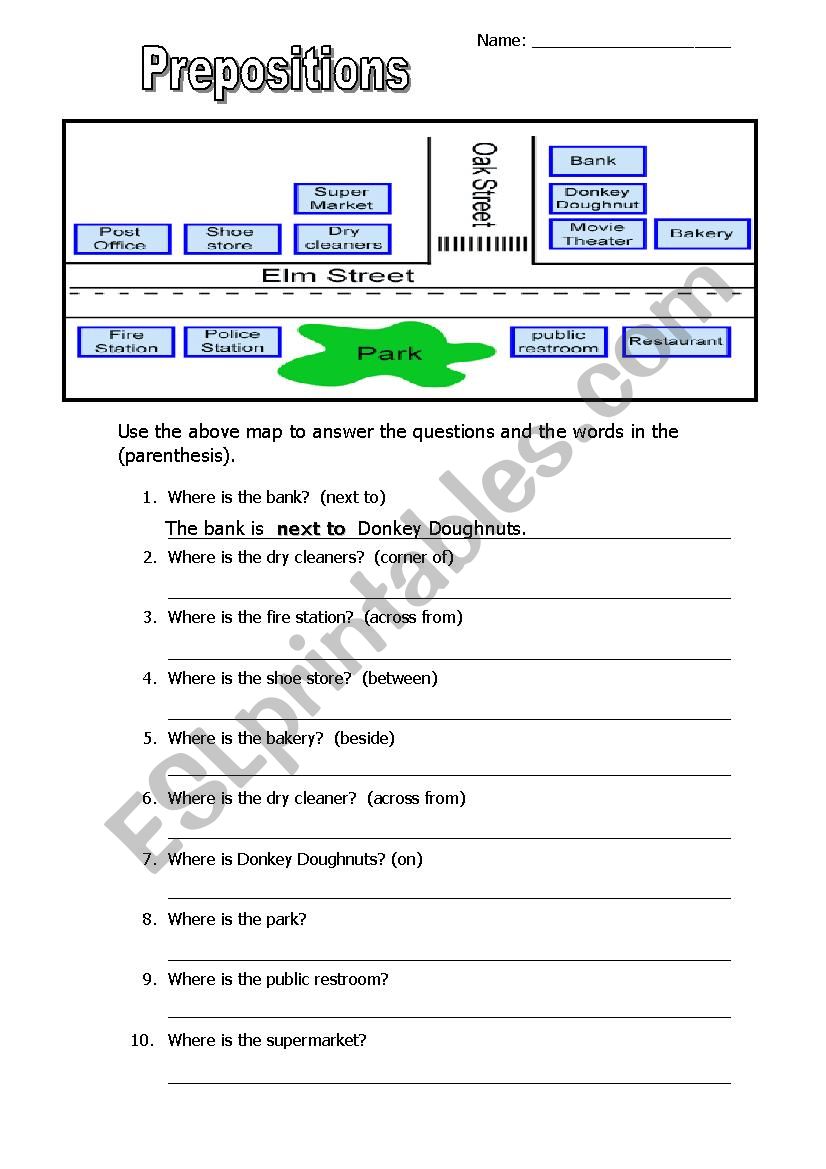 directions worksheet