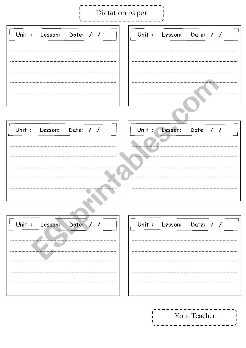 Dictation paper worksheet