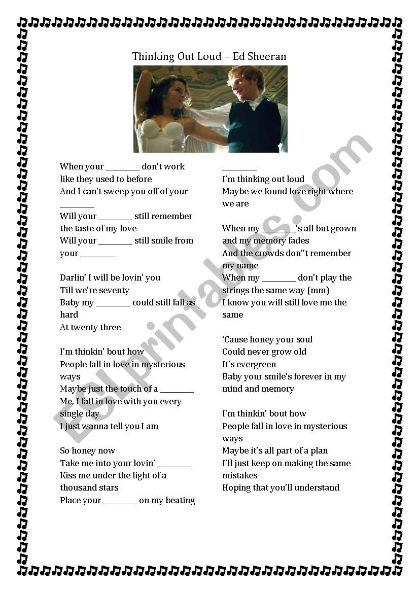 Thinking Out Loud - Ed Sheeran - Parts Of The Body