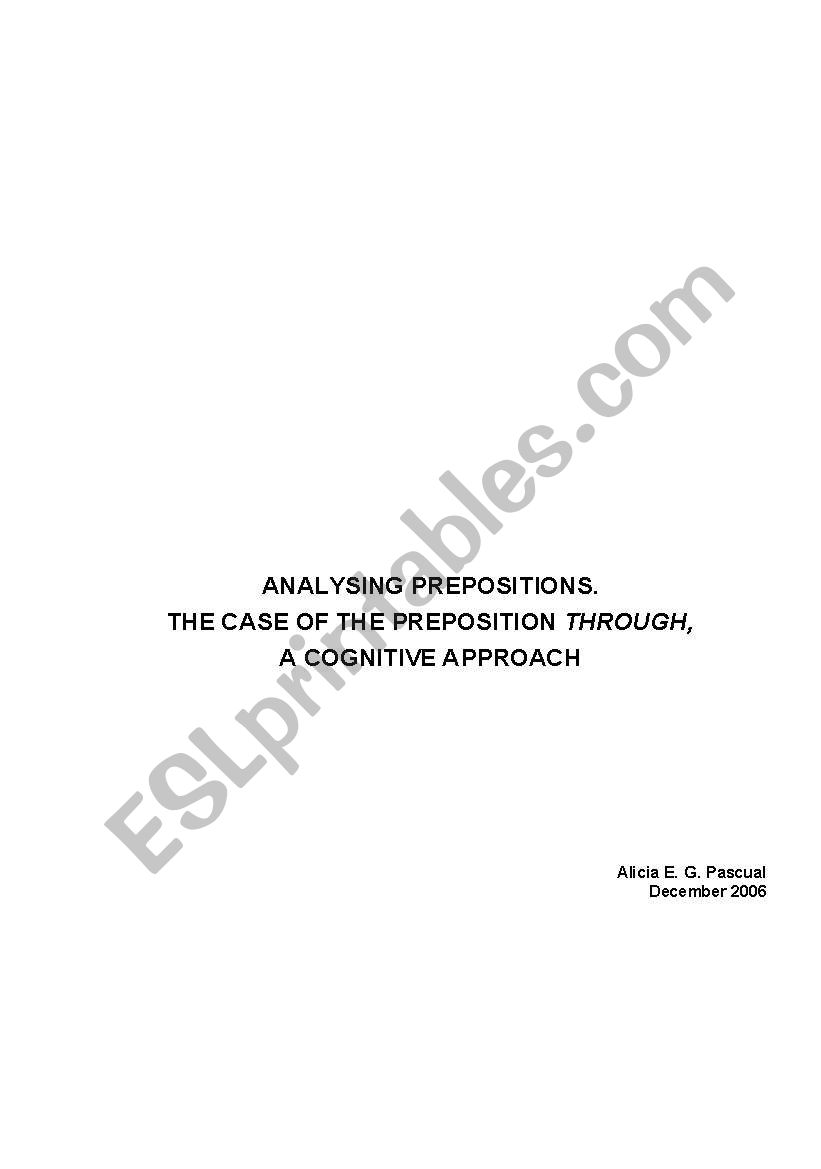 THE PREPOSITION THROUGH,  A COGNITIVE APPROACH
