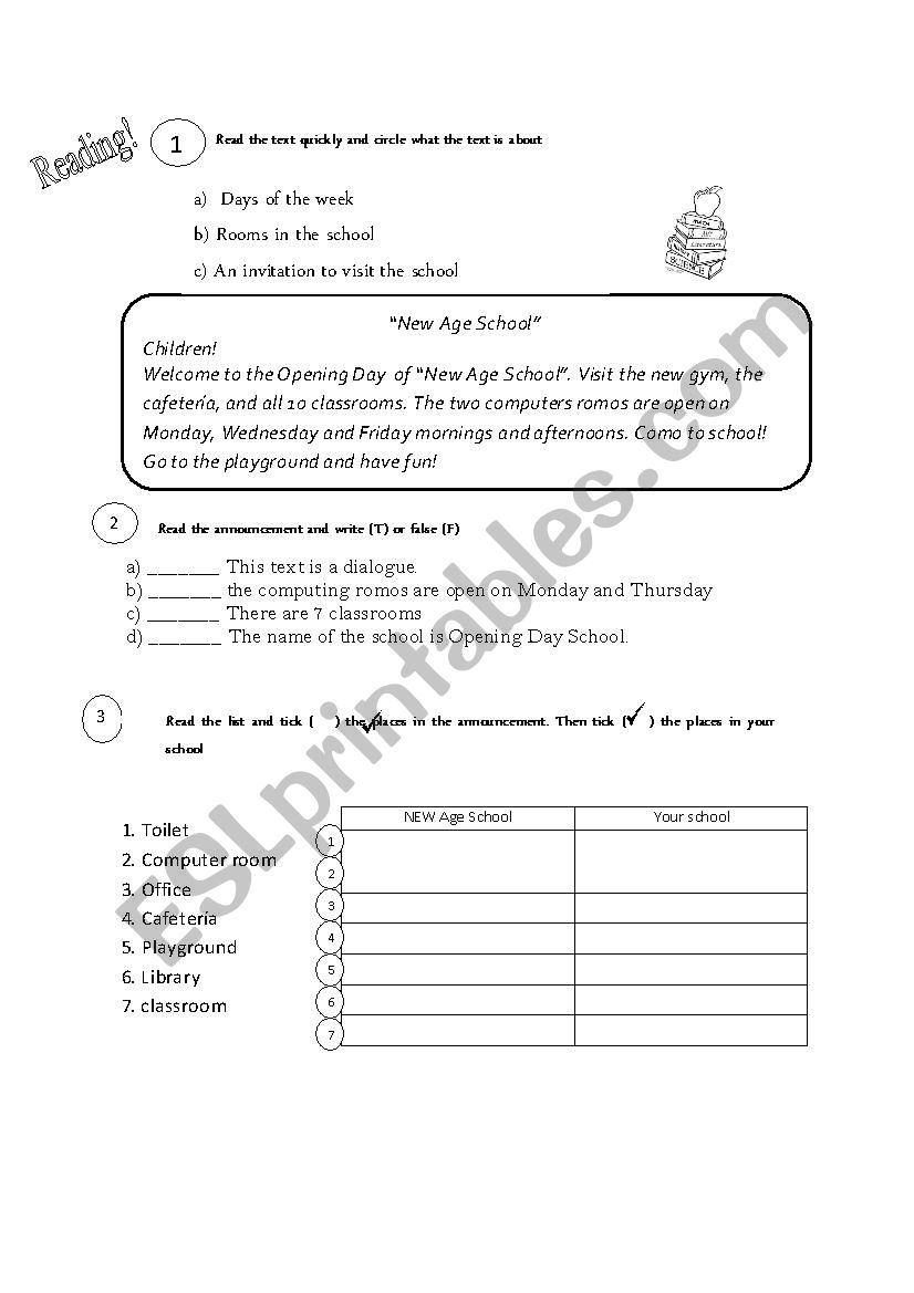 school worksheet