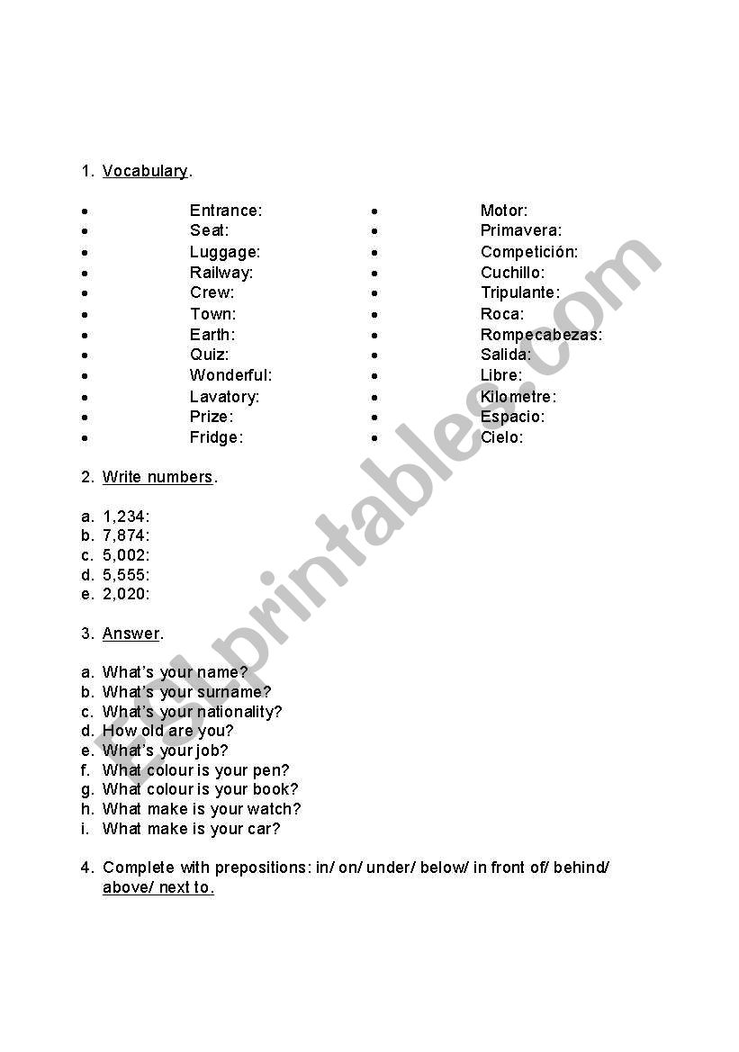 several exercises worksheet