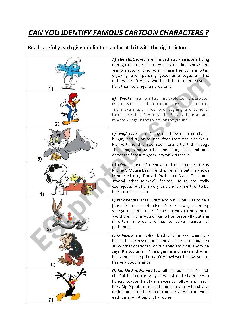 Identifying cartoon characters by reading a simple identity card.