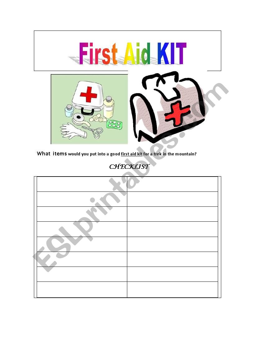 First Aid Kit  worksheet