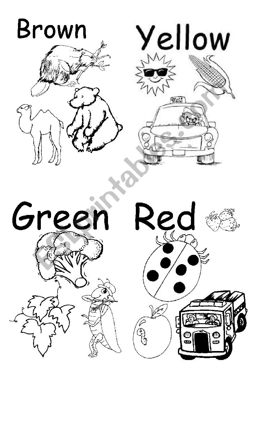 coloras and school objects worksheet