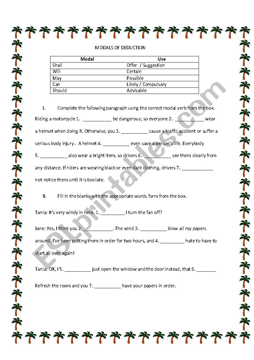 Modal Verbs of Deduction worksheet