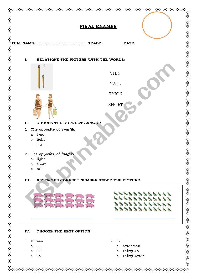 Exam review worksheet