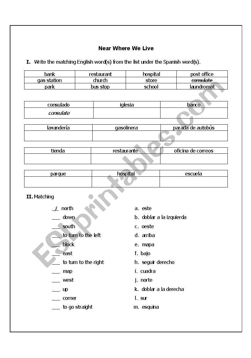 Neighborhood map worksheet 1 worksheet