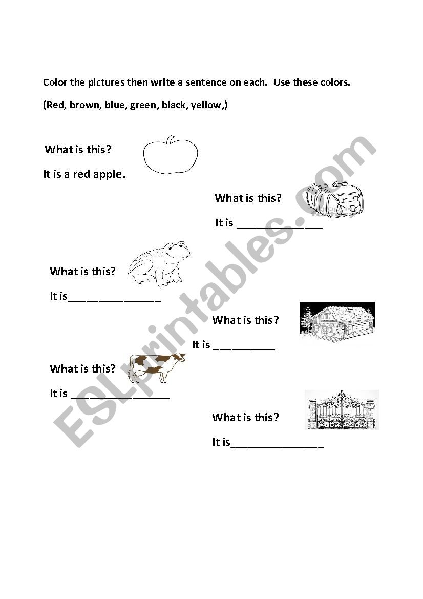 color  recognation worksheet