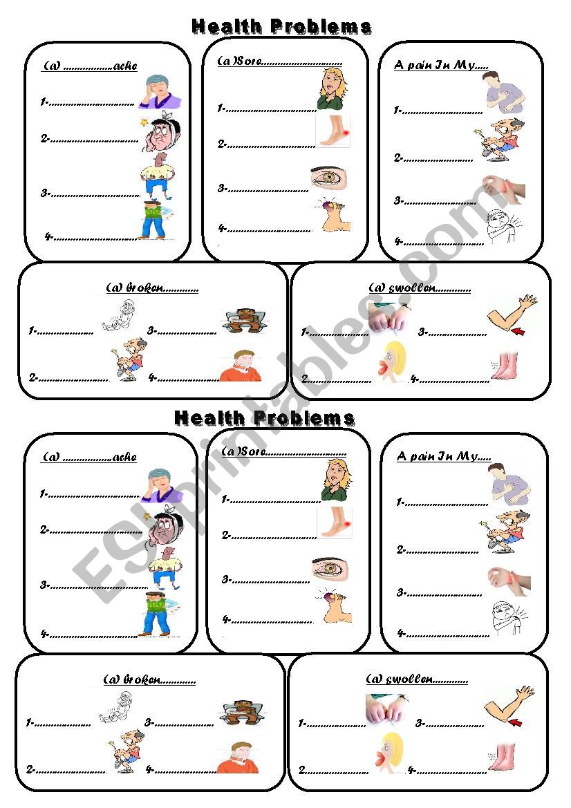 Health Problems worksheet