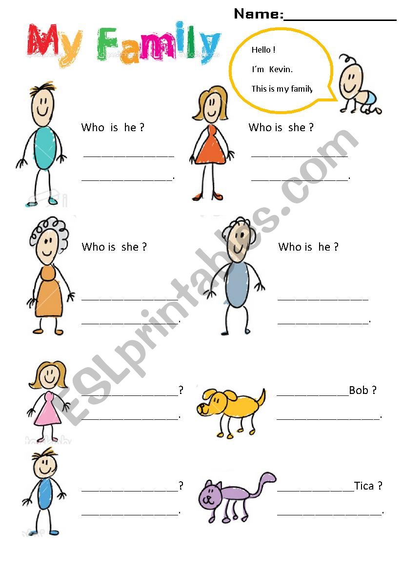 Family Vocabulary worksheet