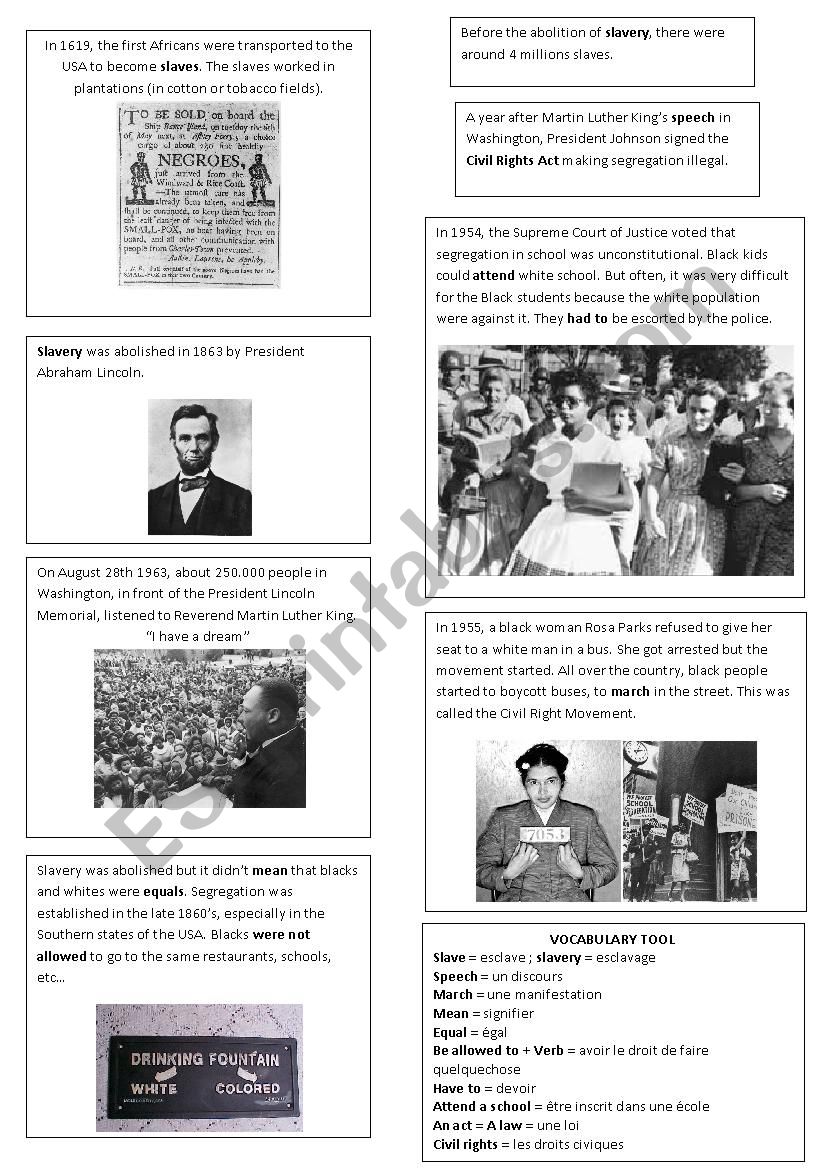 Black History Timeline worksheet