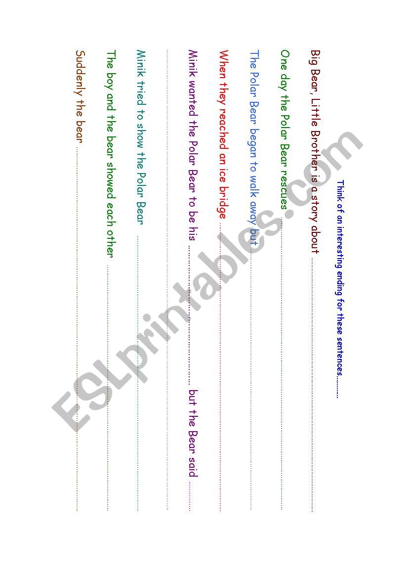 Big Bear, Little Brother worksheet