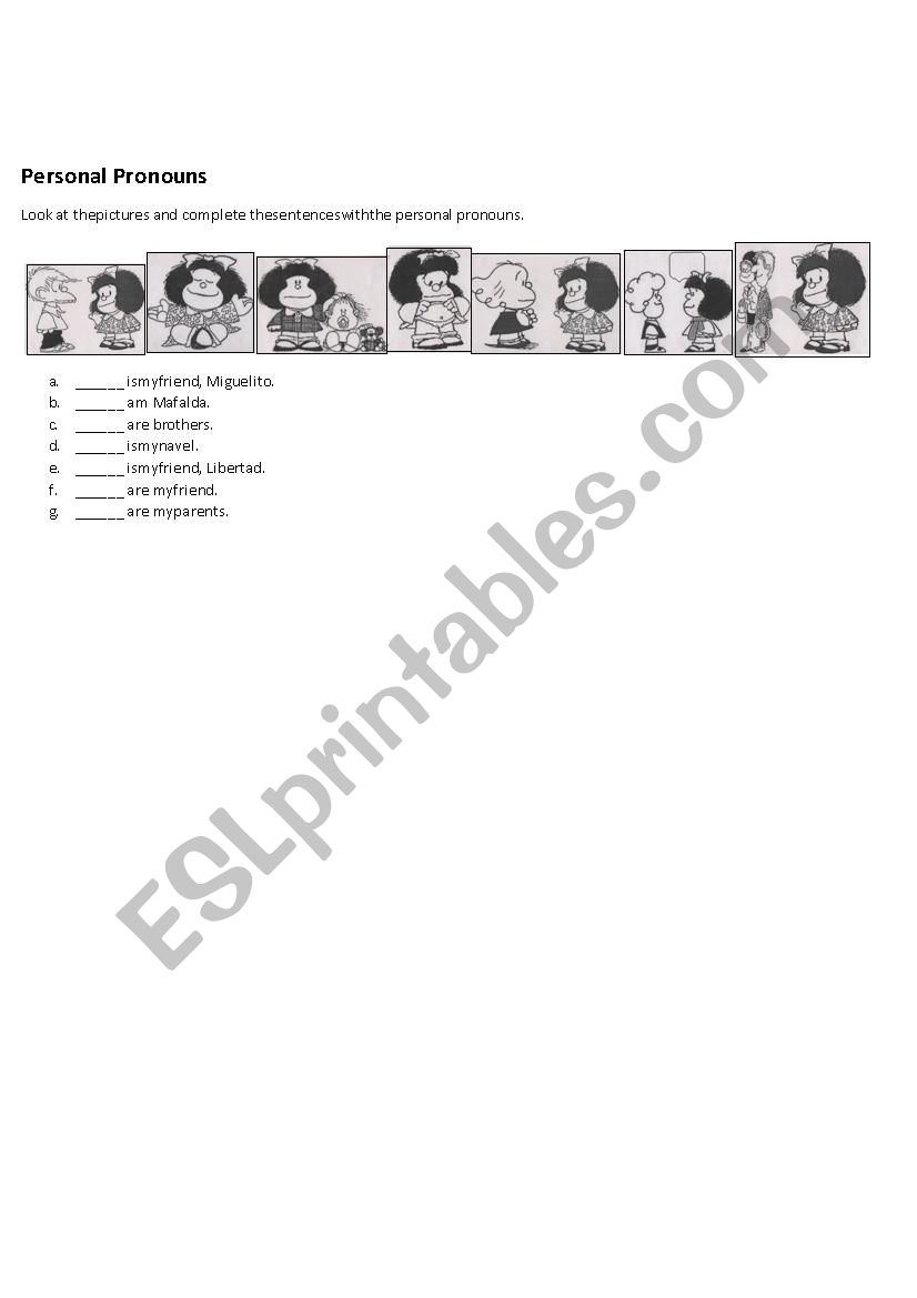 Personal Pronouns worksheet