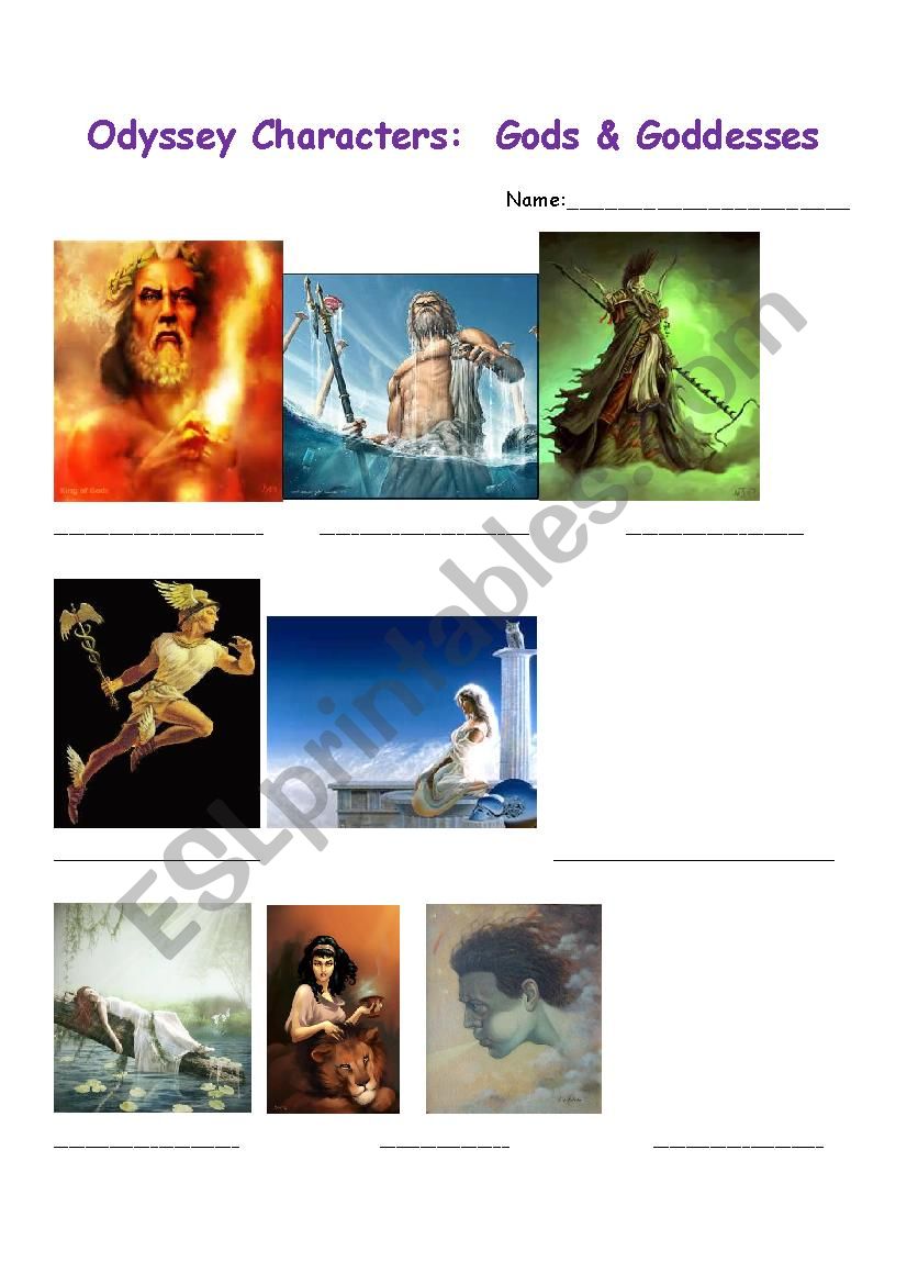 Odyssey Character Pictures worksheet