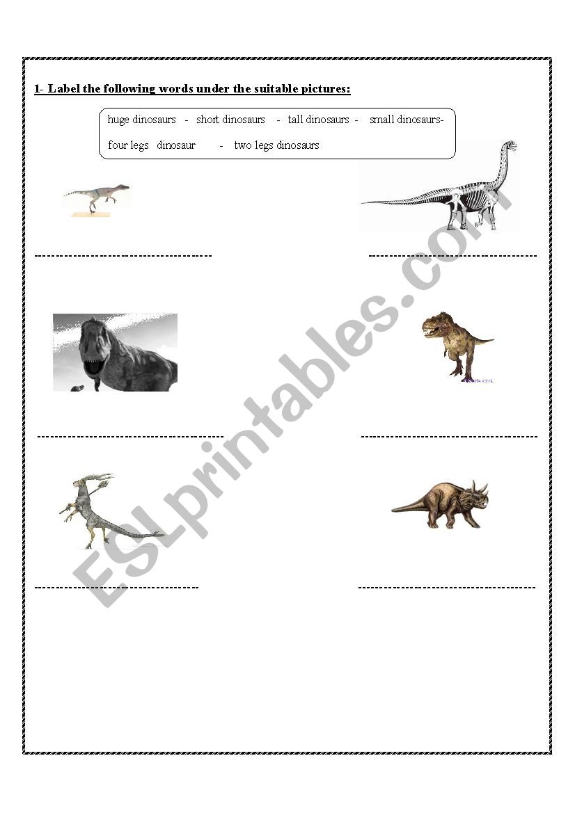 dinosaurs worksheet