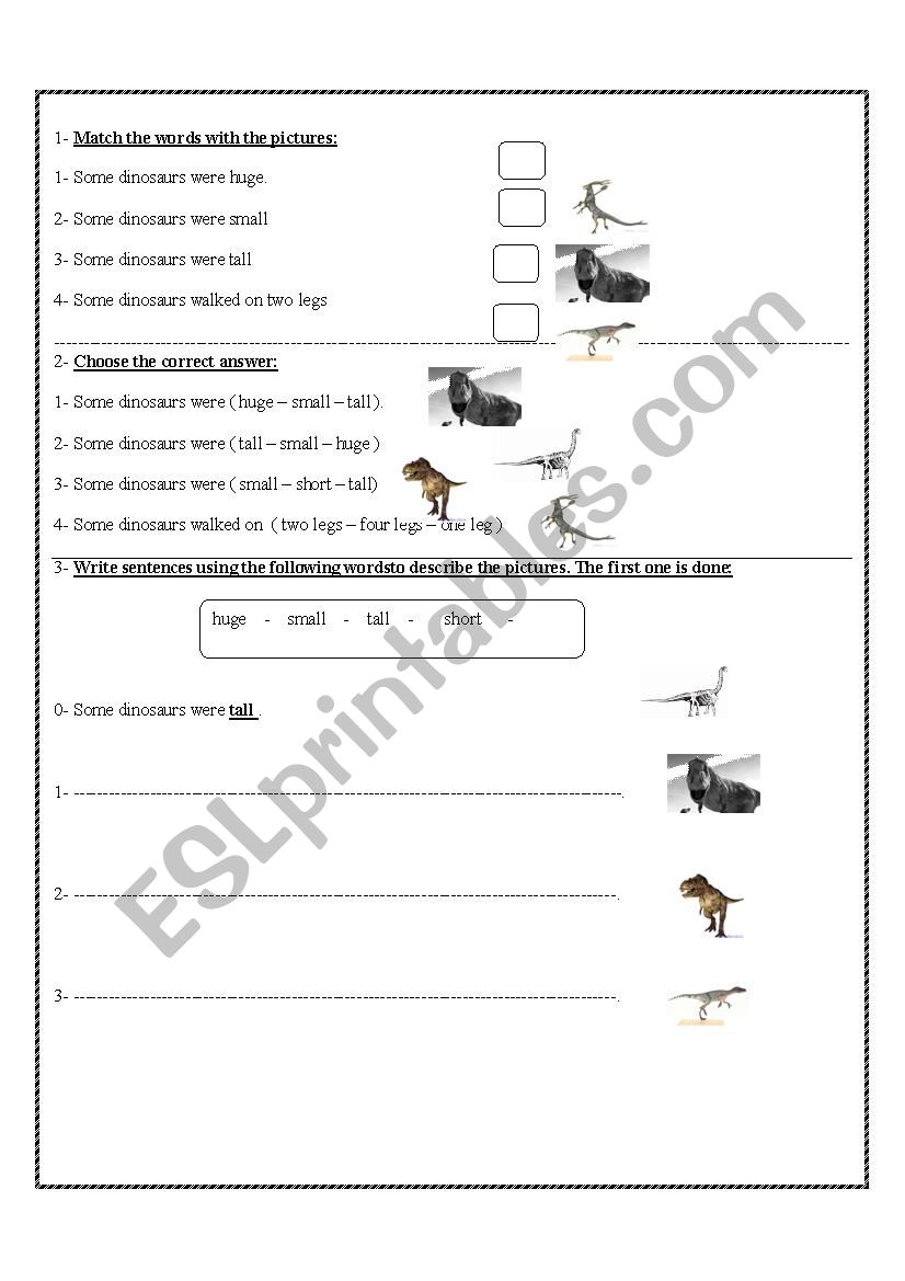 dinosaurs worksheet