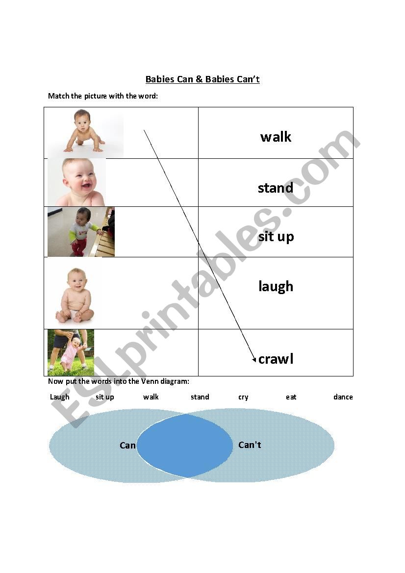 Babies can and babies cant worksheet