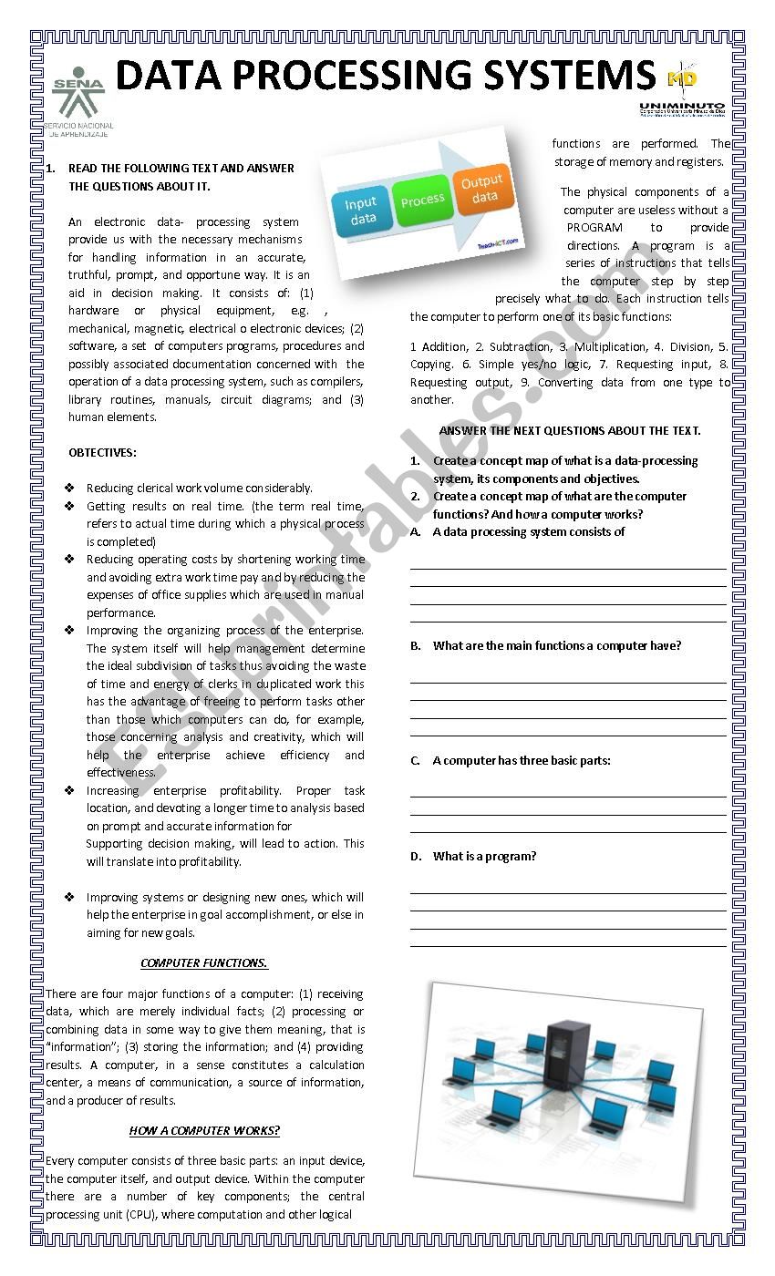 DATA PROCESSING SYSTEMS worksheet