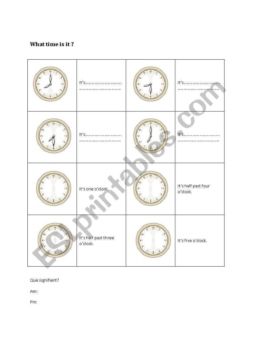 What time is it? worksheet