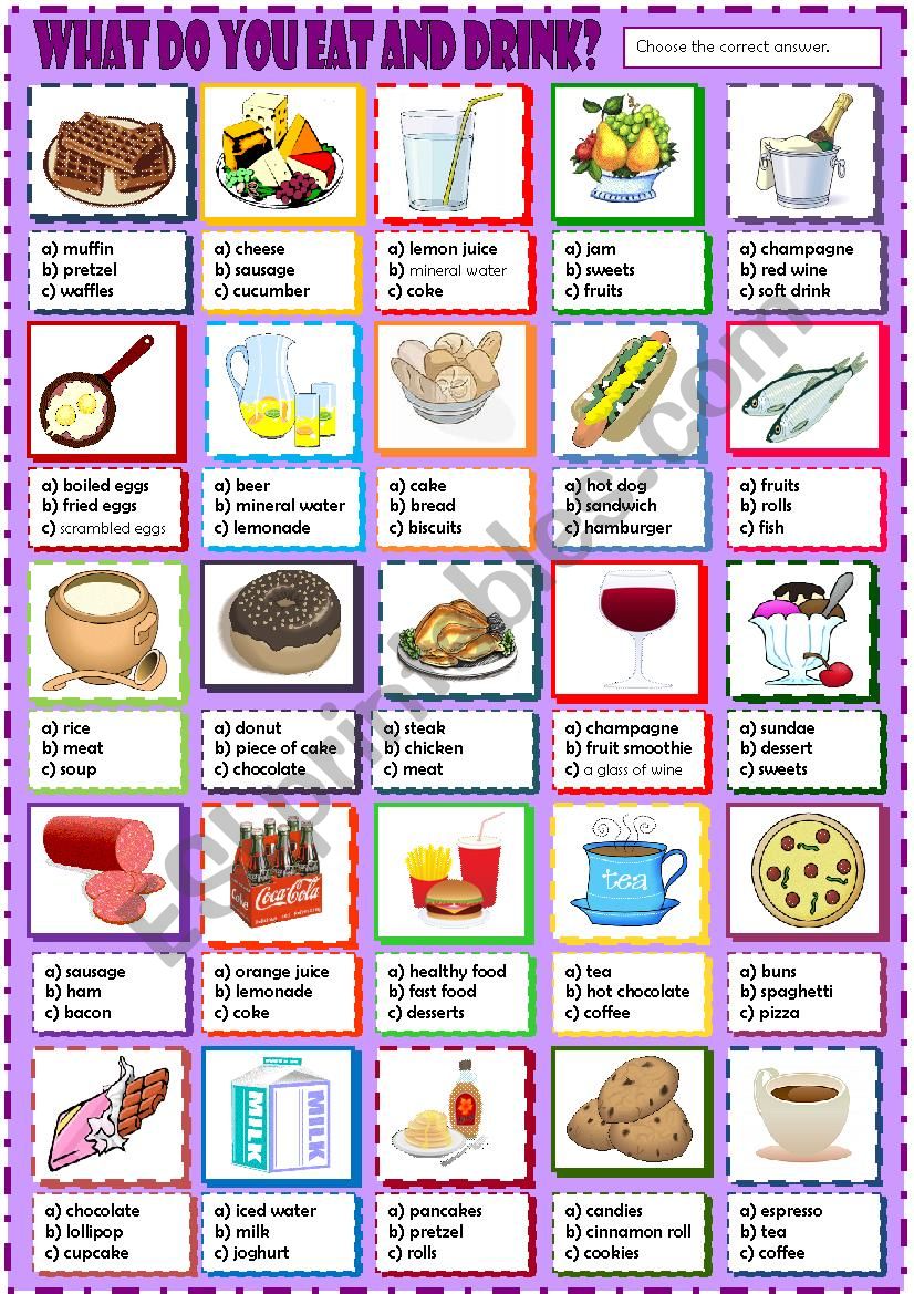 What do you eat and drink? worksheet