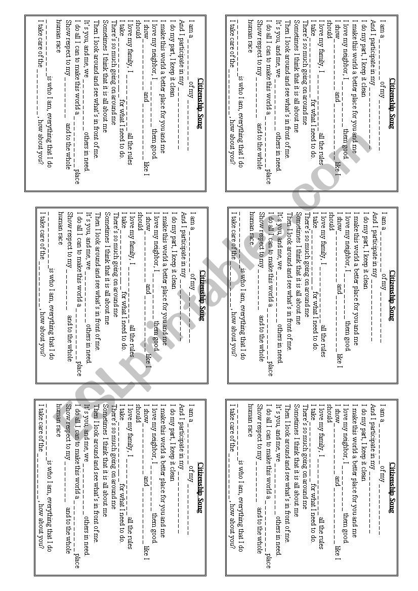 CITIZENSHIP  worksheet