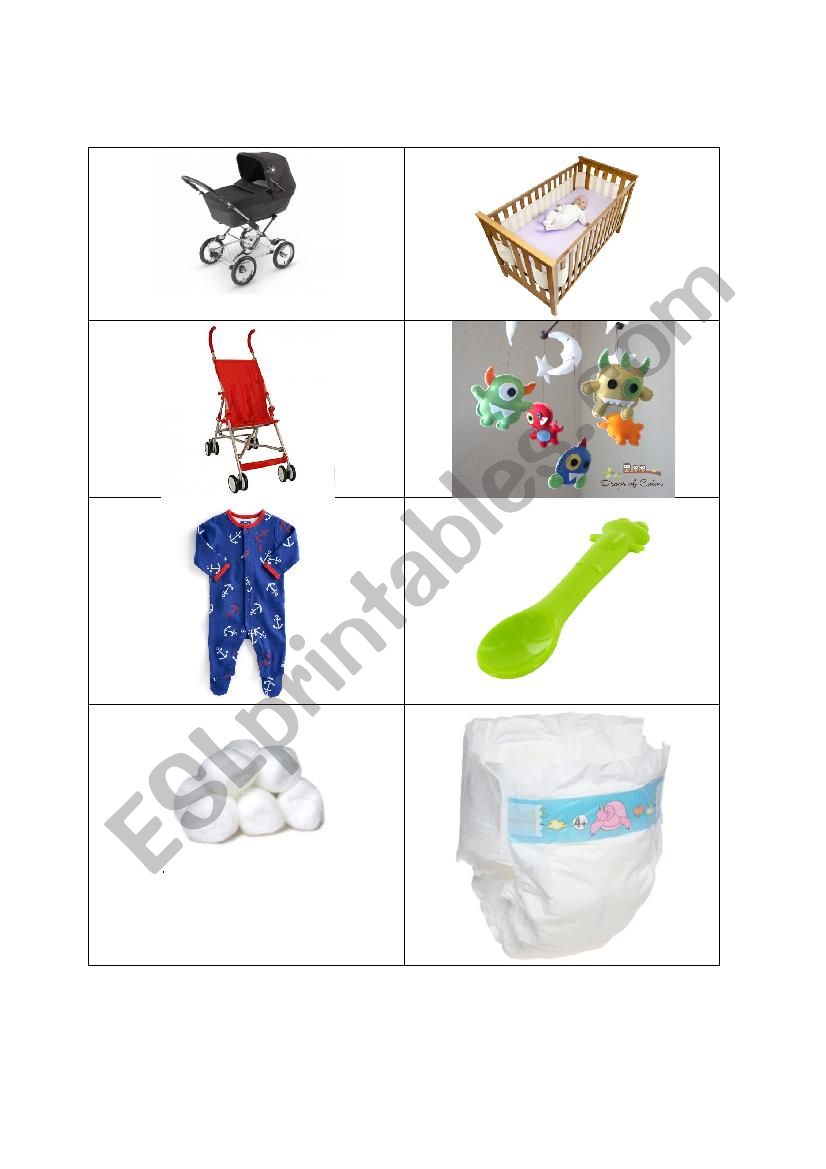 Baby items flashcards  worksheet
