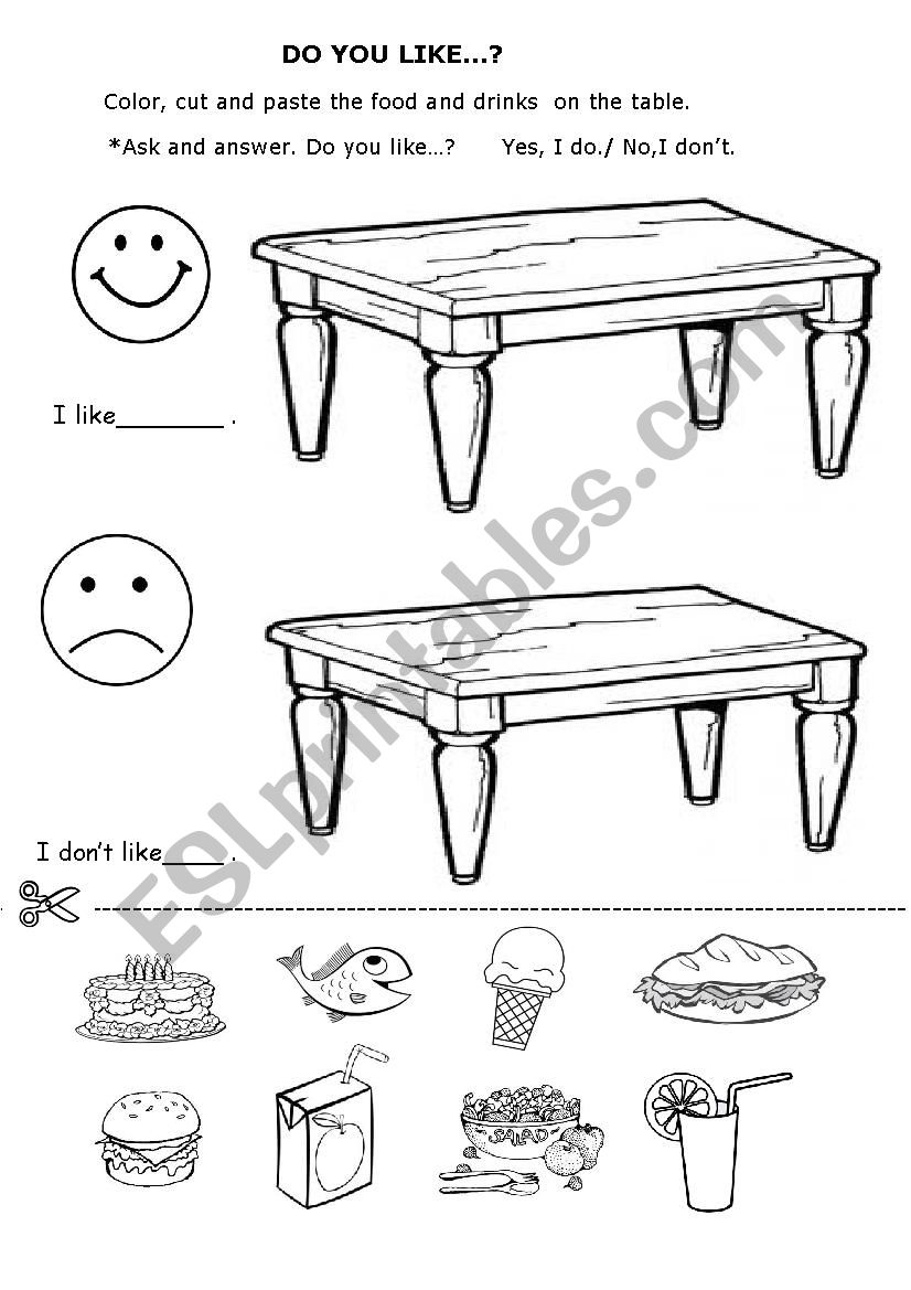 food and drinks worksheet