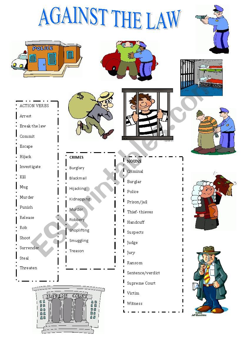 AGAINST THE LAW worksheet