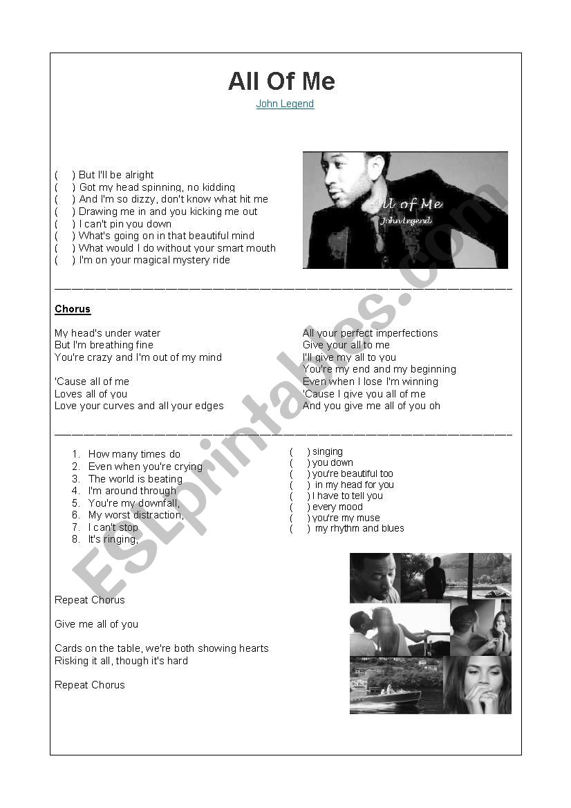 All Of Me worksheet